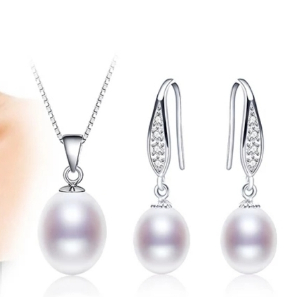 💕 MAKE AN OFFER Set Natural Freshwater Pearl Necklace Pendant Drop